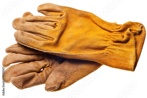 old grungy work gloves isolated