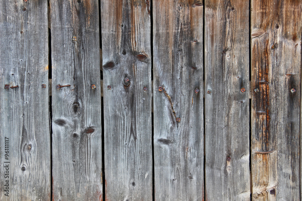 Naklejka premium Texture of aged wooden vertical boards