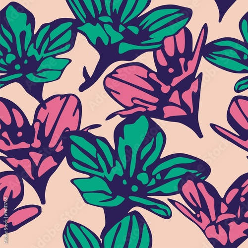 seamless background with beautiful flowers. floral pattern. Vector illustration
