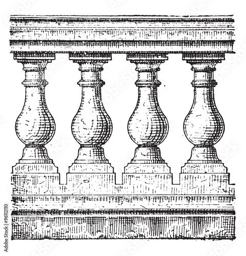 Balustrade, vintage engraving.