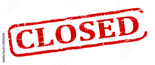 Damaged oval red stamp with the word -  closed  - vector svg
