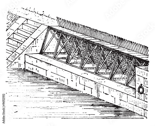 Dam, vintage engraving.