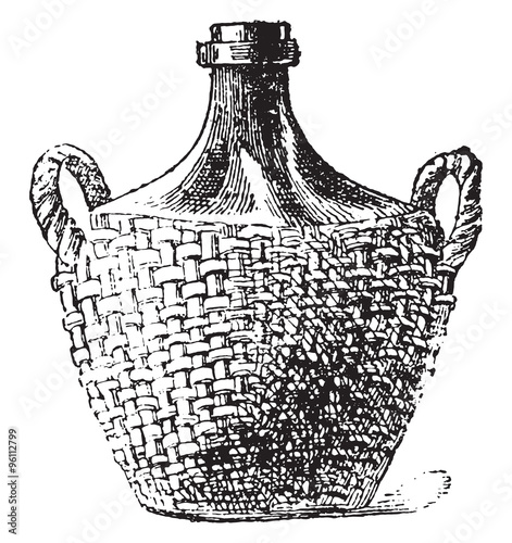 Carboy or Demijohn, vintage engraving.