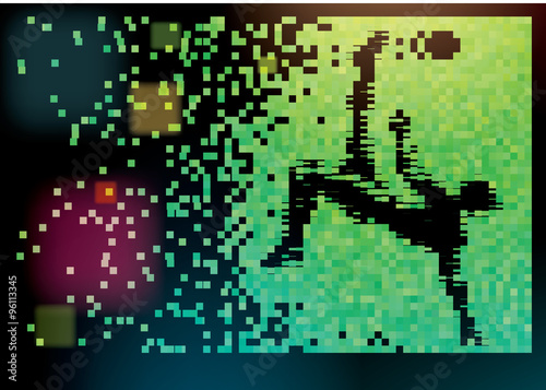 Football striker. Style of pixel art. Vector illustration.
