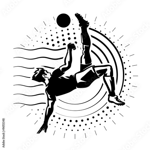 Football striker. Illustration in the engraving style
