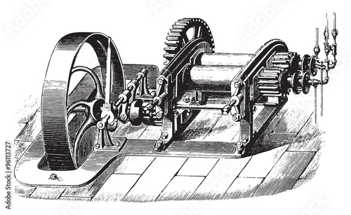 Rolling mill, vintage engraving.