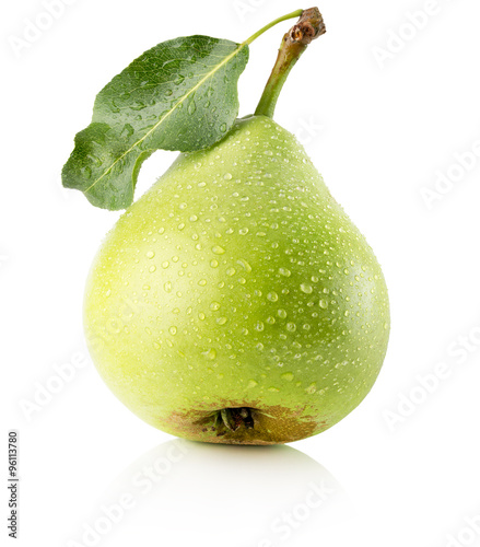 pear with water drops isolated on the white background