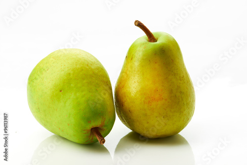Two pears isolated on white