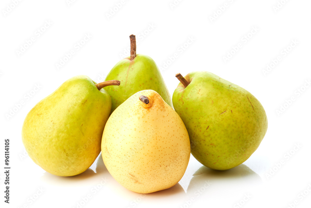 Four pears on white