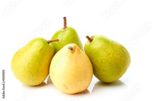 Four pears on white