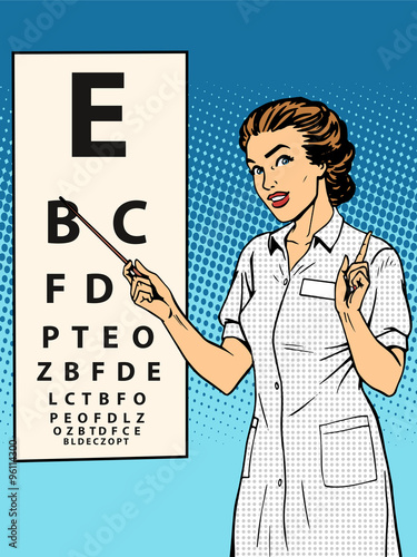 Woman ophthalmologist table verification of view