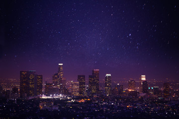 Wandcirkels Los Angeles Nachtelijk stadsgezicht Los Angeles  © Sergey Novikov