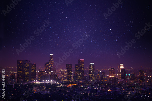 Beautiful night cityscape view of Los Angeles, US