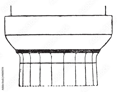 Doric capital, vintage engraving.