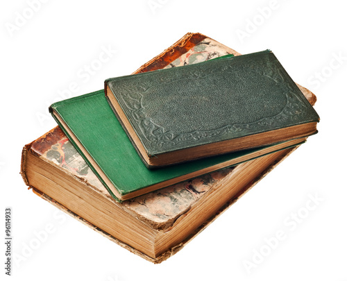 old books from the 1800's isolated on white background