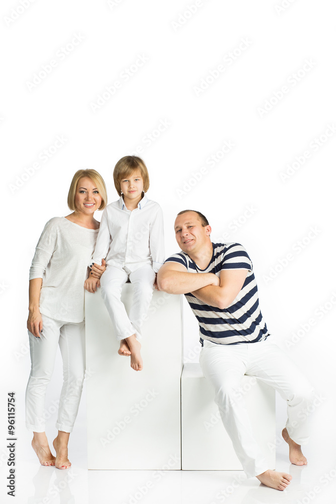 happy family on white background happy family on white background