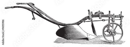 RN plow for deep plowing, J Cooke, vintage engraving.