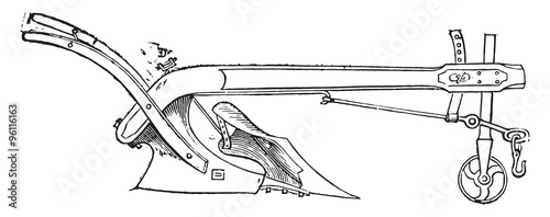 Plow turns ear of Mr. Beaumont, vintage engraving.