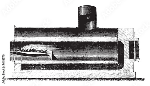 Boiler Cornwall, vintage engraving.