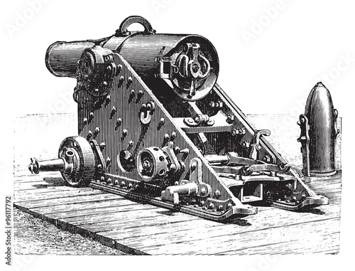 Mortar striped 220 millimeters, model 188, on lookout, vintage e