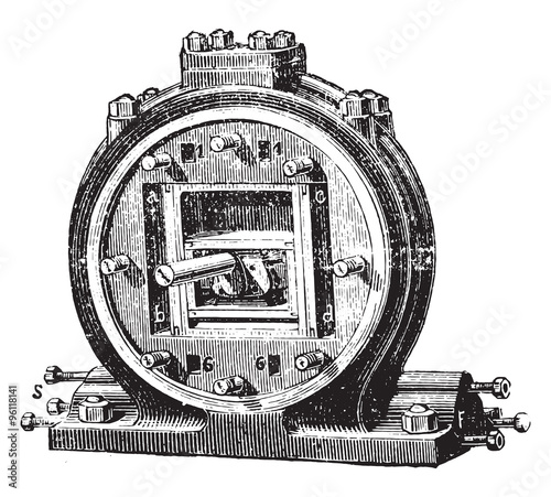 Jacomy engine. Vertical section of one of the boxes, vintage eng