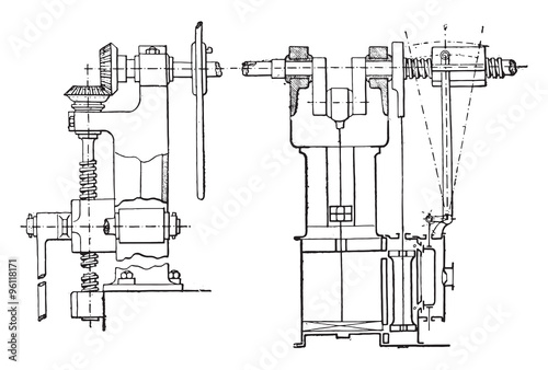 Commissioning of the steam train machine, vintage engraving.