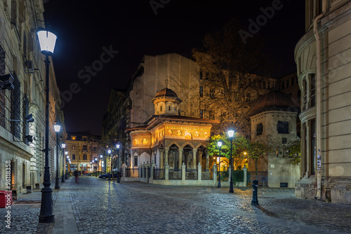 Stavropoleos Monastery in the old town area of Bucharest. photo