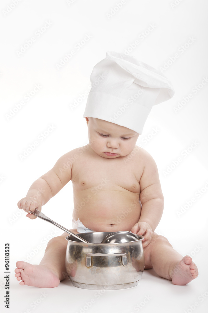 little cute cook on white background little cute cook on white background