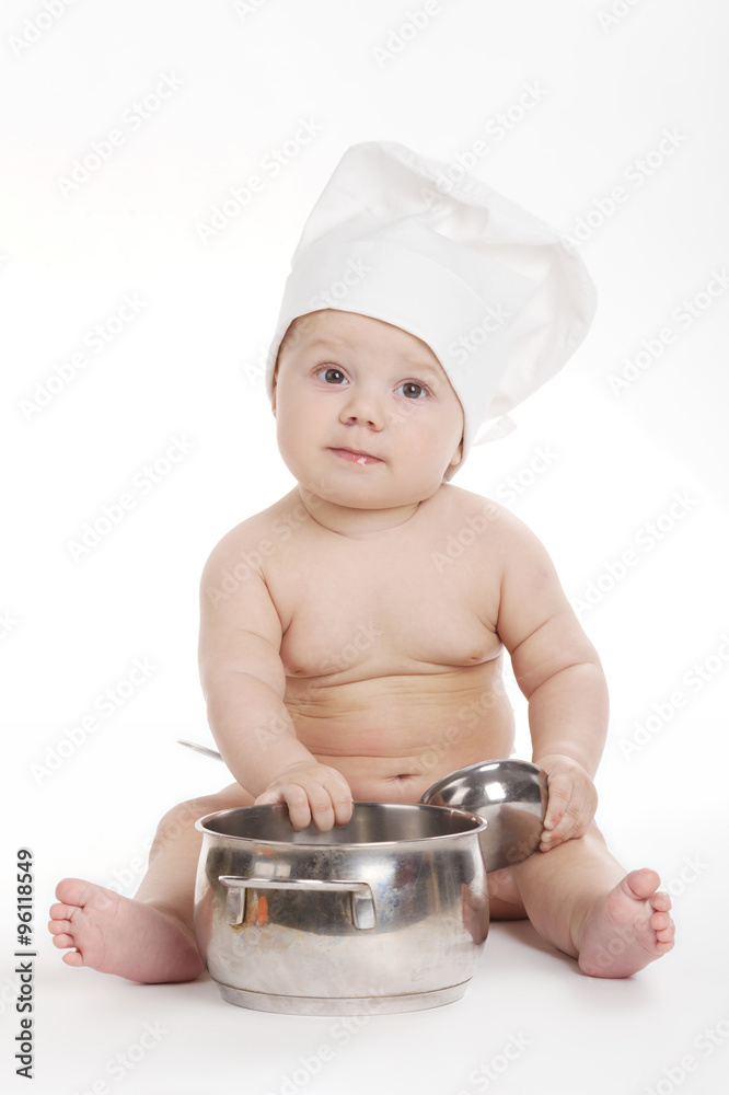 little cute cook on white background little cute cook on white background