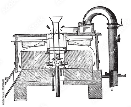 Section of a pair of grinding wheels with air intake through the