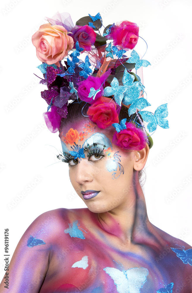 Naklejka premium Woman with bright stylish make-up