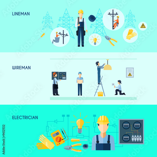 Set Of Three Electricity Banners
