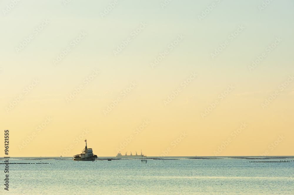 Boat in the sea and sunset view, Thailand