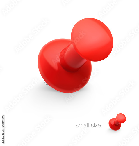 Red push pin isolated on white background. Vector illustration