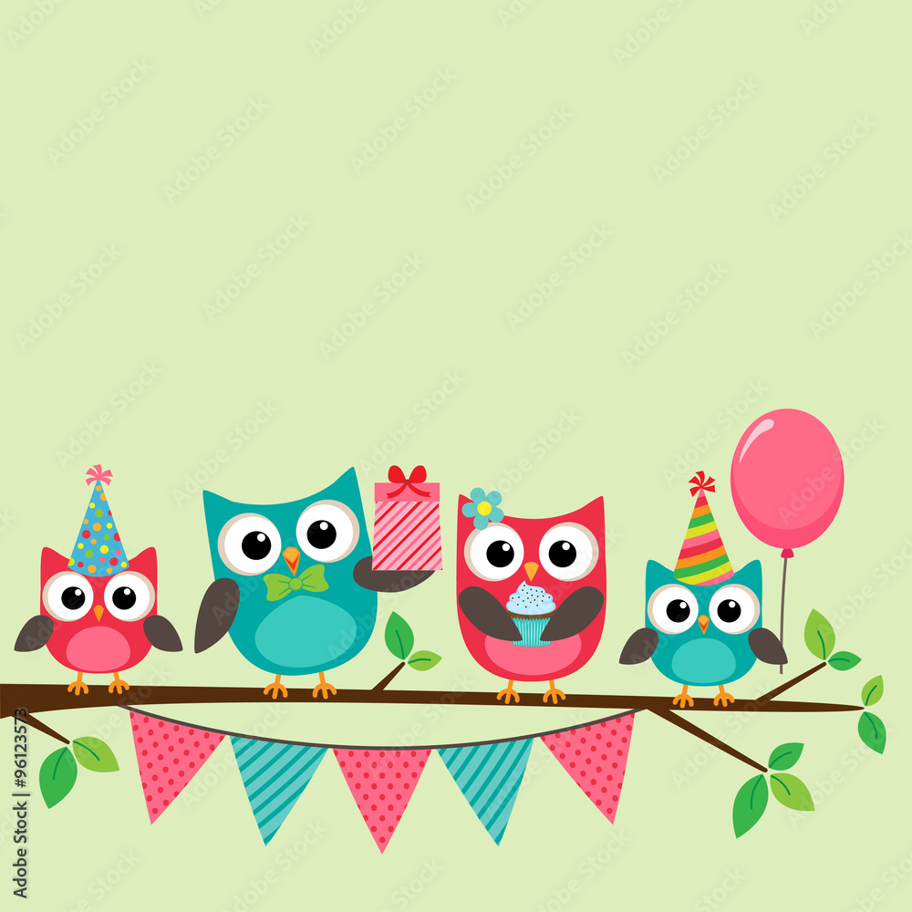 Fototapeta premium Party owls card
