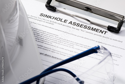 Fototapeta Sinkhole Assessment form on Clipboard