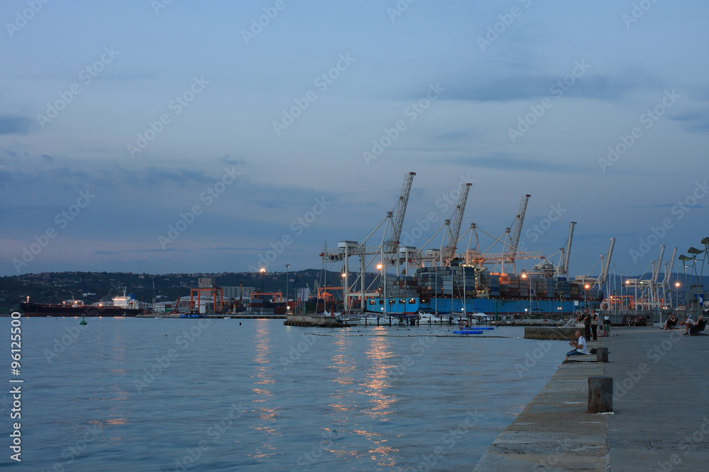 Koper port  area in Slovenia in the evening