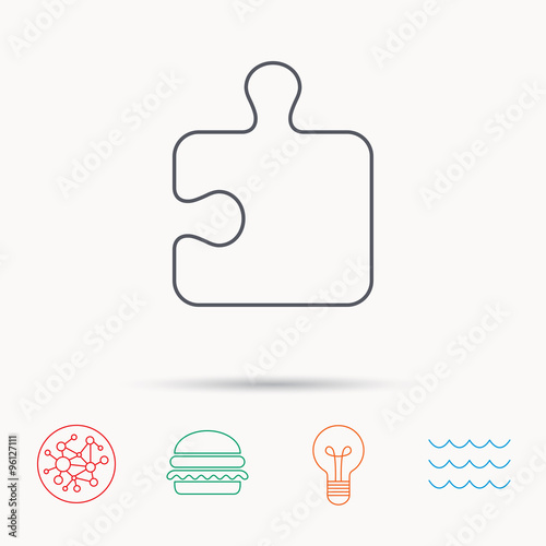 Puzzle icon. Jigsaw logical game sign.