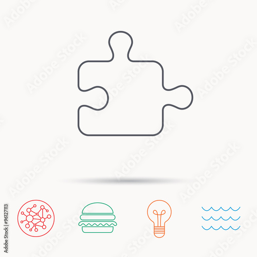 Puzzle icon. Jigsaw logical game sign.