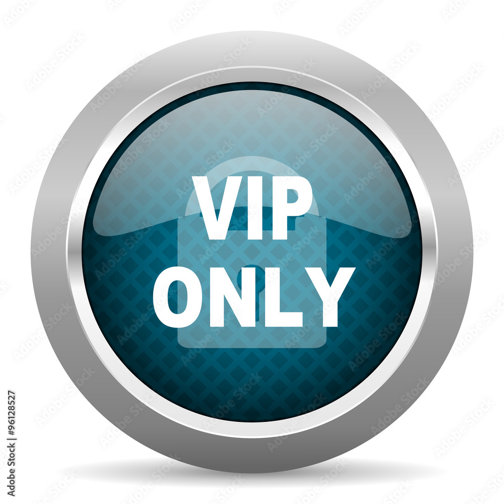 vip only blue silver chrome border icon on white background vip only blue silver chrome border icon on white background