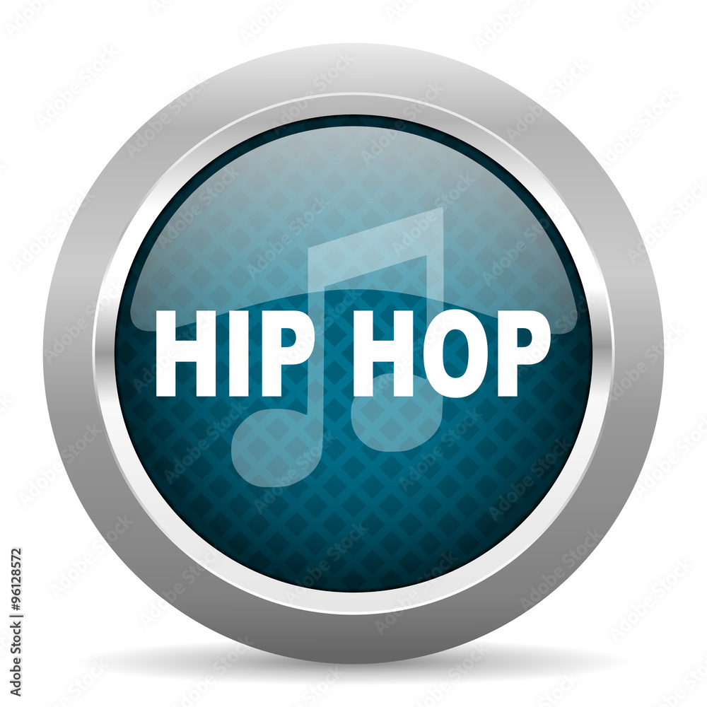hip hop blue silver chrome border icon on white background hip hop blue silver chrome border icon on white background