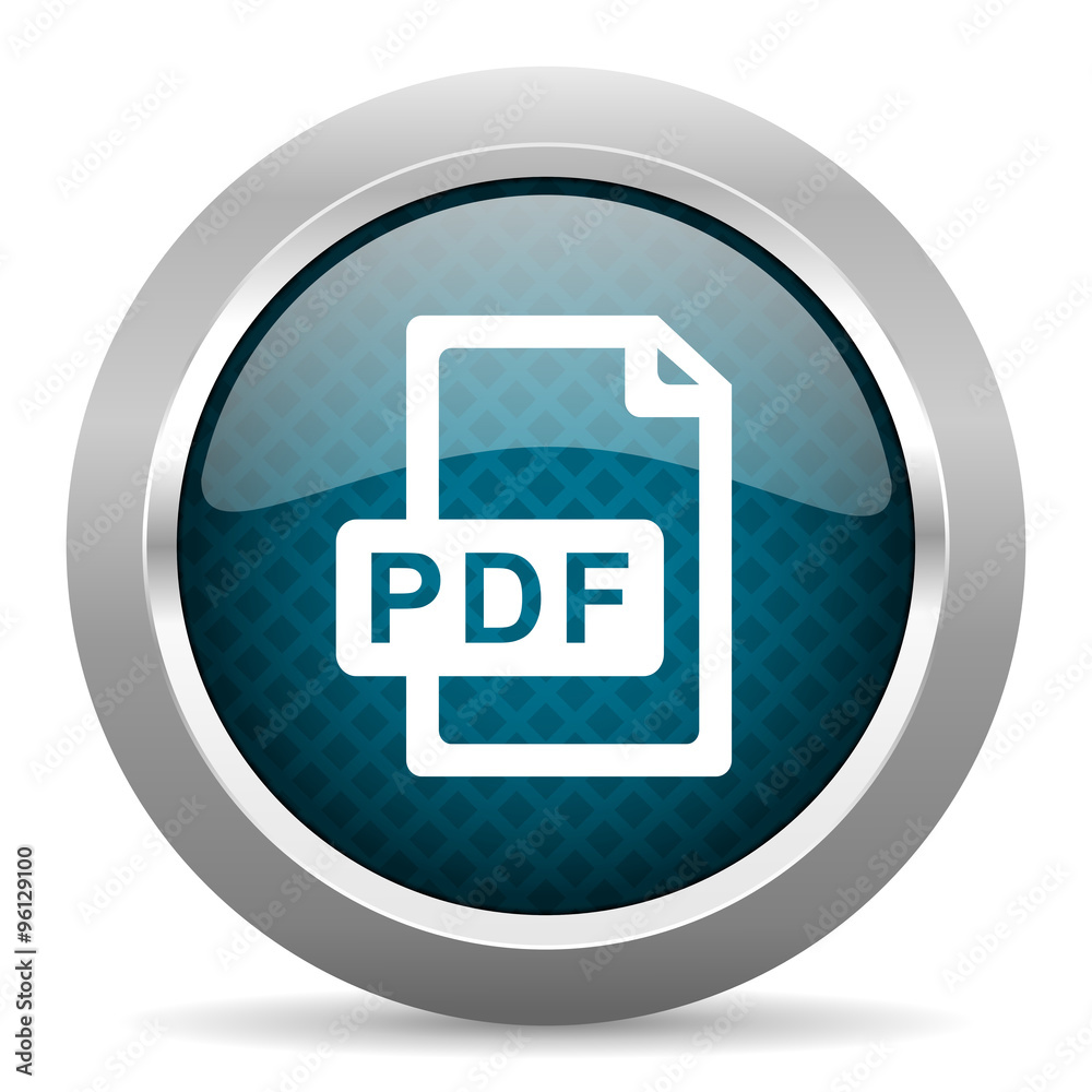 pdf file blue silver chrome border icon on white background pdf file blue silver chrome border icon on white background