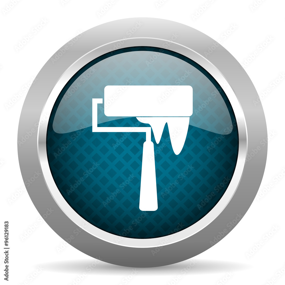brush blue silver chrome border icon on white background brush blue silver chrome border icon on white background