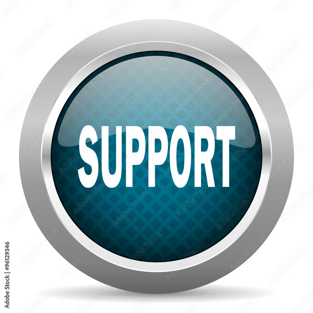 support blue silver chrome border icon on white background support blue silver chrome border icon on white background