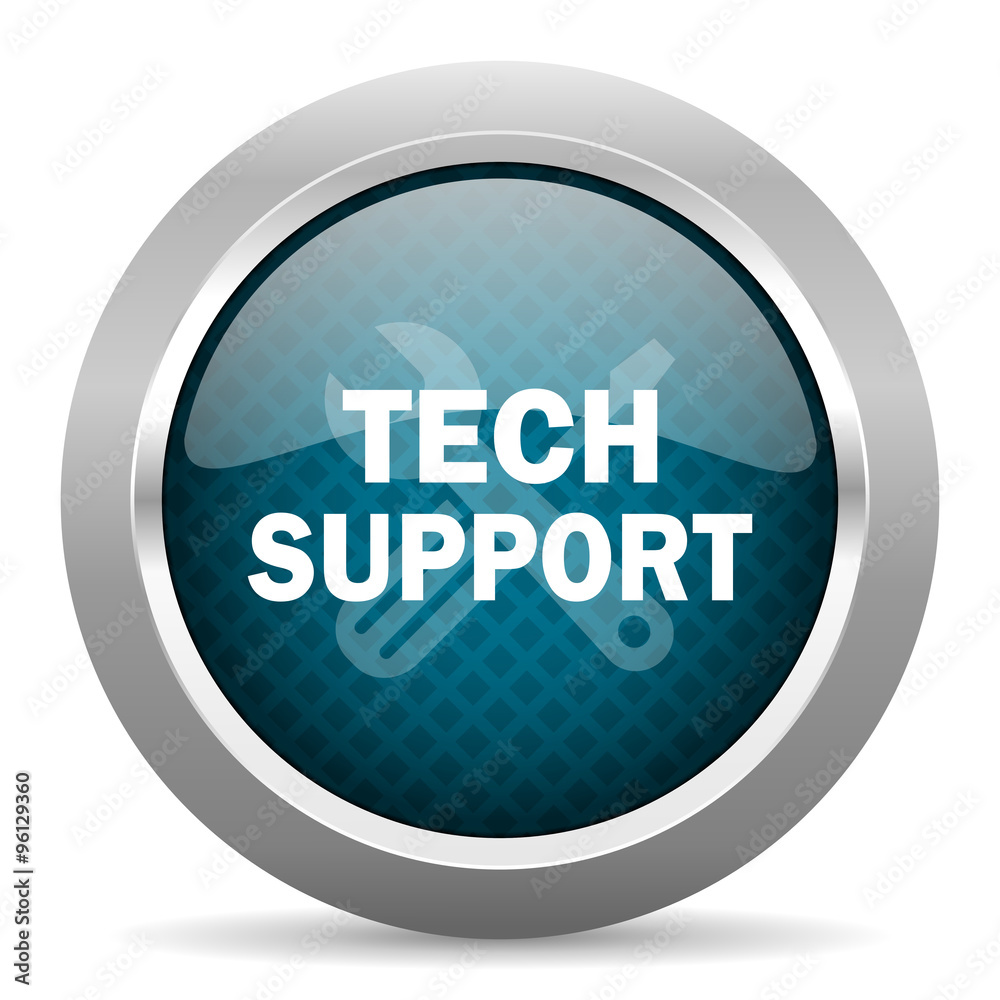 technical support blue silver chrome border icon on white background technical support blue silver chrome border icon on white background