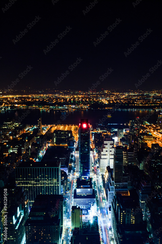 Obraz premium Lower Manhattan at night, New York City, USA