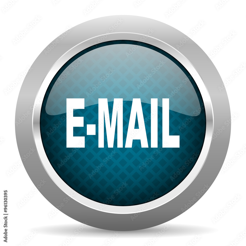email blue silver chrome border icon on white background email blue silver chrome border icon on white background