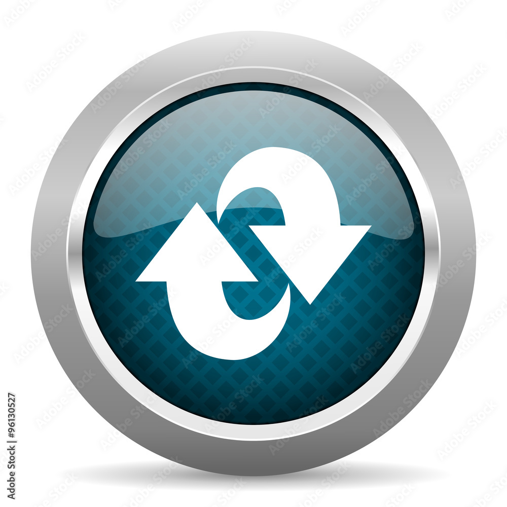 rotation blue silver chrome border icon on white background rotation blue silver chrome border icon on white background
