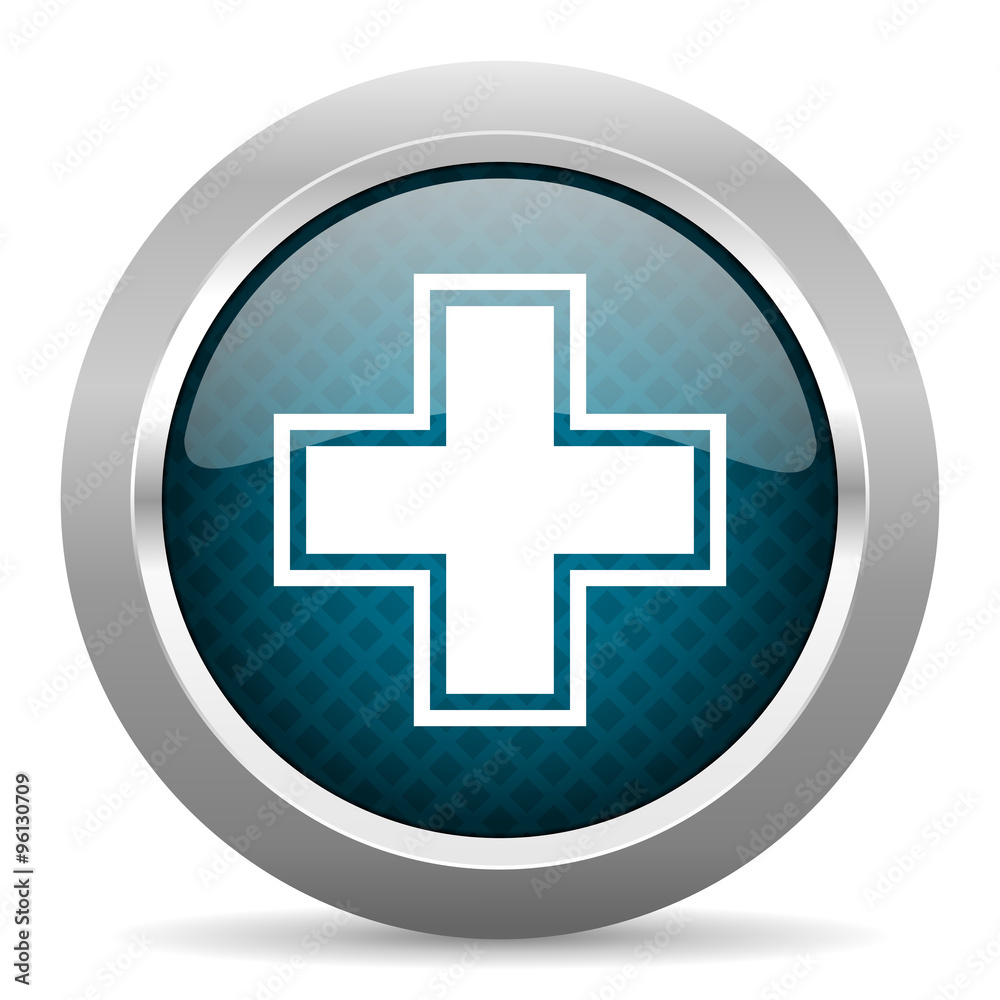 pharmacy blue silver chrome border icon on white background pharmacy blue silver chrome border icon on white background