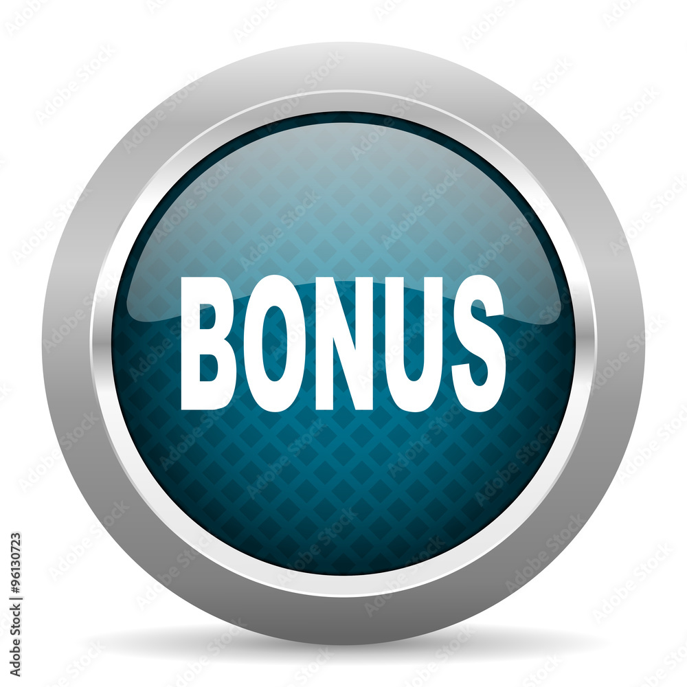 bonus blue silver chrome border icon on white background bonus blue silver chrome border icon on white background